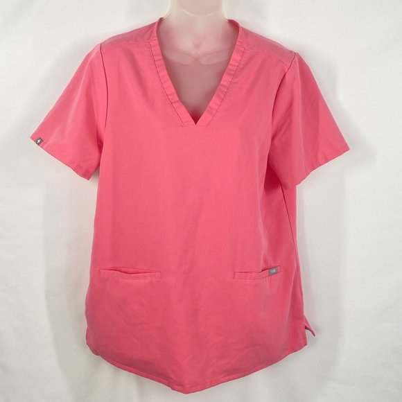 Figs Tops - Figs Technical Collection Women’s Pink Scrubs Top Size L
